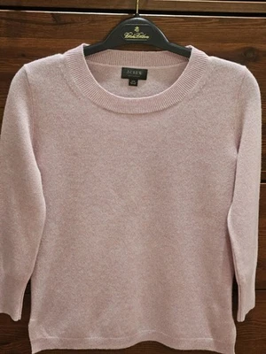 Suéter feminino J.Crew novo sem etiquetas cor rosa claro 100% cashmere tamanho XXS - Imagem 1 de 4
