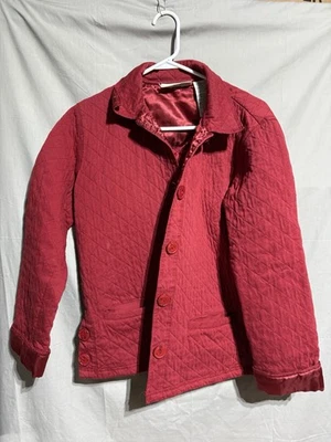 Chaqueta acolchada deportiva para mujer Oleg Cassini roja abotonada mediana 8/10 Foto 1 de 4
