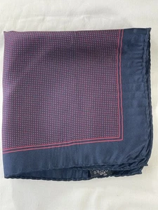 Vintage navy/red dotted silk pocket square/handkerchief - hand-rolled - Italian - Picture 1 of 4