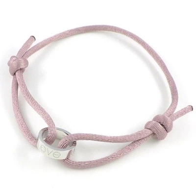 Pulsera Cartier Love Cordón Algodón Rosa K18WG Usada Foto 1 de 4