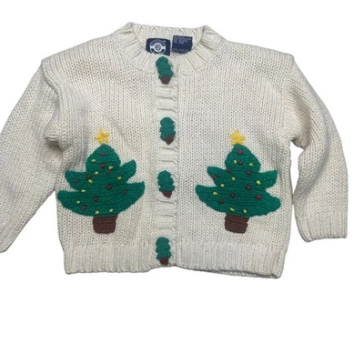 Festivo Navidad Tejido Árbol Niño Suéter 18 Polillas Cárdigan Invierno Foto 1 de 4