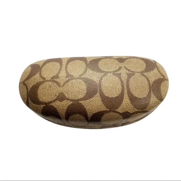 Estojo de óculos de sol COACH couro marrom assinatura C monograma grande capa dura - Imagem 1 de 3