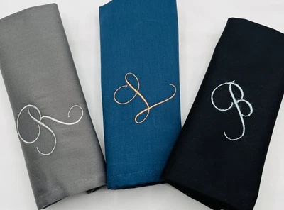 Servilletas de cena negras, azules marinas y grises con monograma, bordadas, envío gratuito Foto 1 de 4