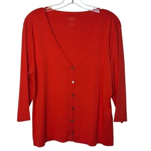 Cárdigan Talbots Petites Algodón Pima Prendas de Punto Botón Frontal Manga 3/4 Top Rojo XL - Imagen 1 de 4
