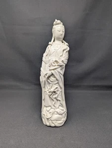 28cm Dehua Guanyin BLANC DE CHINE Qing ANTIQUE Xunade Statue - Picture 1 of 9