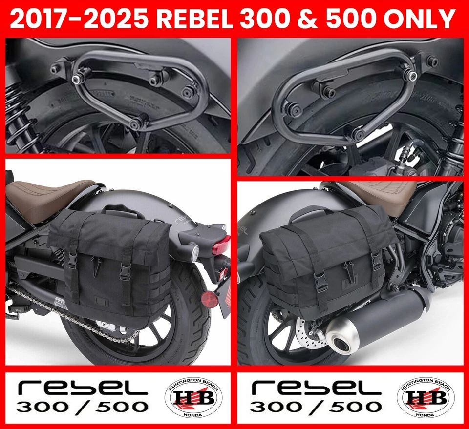 HONDA OEM SADDLEBAG RIGHT 10L & LEFT 14L + BRACKETS 2017-2025 REBEL 300 & 500 - Image 1 of 1