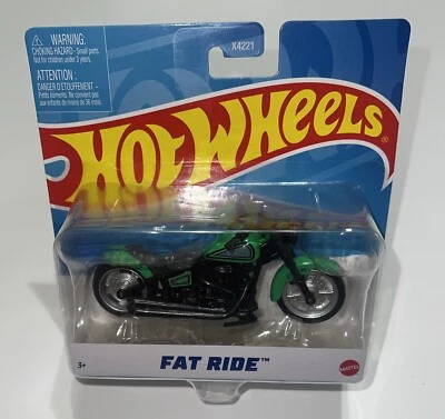 NEW Mattel X7718 Hot Wheels 1:18 Street Power FAT RIDE Motorcycle Green Black - Image 1 of 4