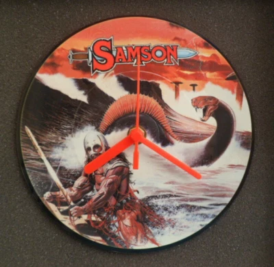 SAMSON CLOCK Upcycled Vinyl Record ROCK BAND Picture Disc PD7019 7" Wall CLOCK . - Image 1 of 3