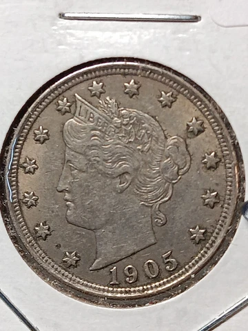👉1905 Liberty V Nickel AU /MS+ Cover