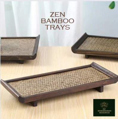NATURAL ZEN WOODEN BAMBOO SERVING TRAY, TOWEL TRAY RESTROOM RESTAURANT S, M L - Image 1 of 4