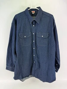 Red Kap Mens Blue Denim Long Sleeve Snap Button Button-Up Shirt Size 3XL - Picture 1 of 4