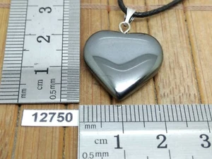 Hochwertiger Hämatit Herz Anhänger + verstellbare Kordel Lithotherapie Reiki Liebe - Bild 1 von 2