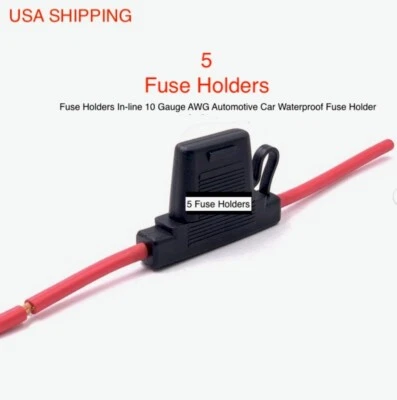 5 Fuse Holders In-line 10 Gauge AWG Car Waterproof ATC/ATO Blade Fuse Holder - Image 1 of 3