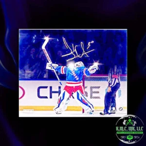 *NHL HENRIK LUNDQVIST FIRMATO AUTOGRAFO 16X20 PERSONALIZZATO METALLIZZATO NEW YORK RANGERS - Foto 1 di 2