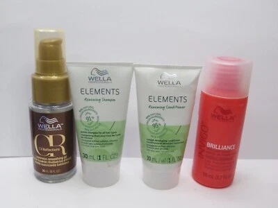 WELLA 4 PC TRAVEL SIZE HAIR CARE PRODUCTS - SHAMPOOS, CONDITIONER & OIL - Image 1 of 2