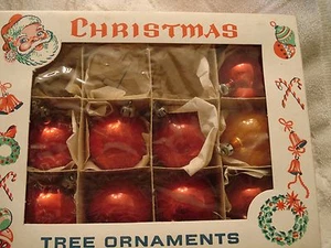 Vintage 8- SELTENER Polen Glas mundgeblasen Weihnachtsschmuck 2" rot 1940er SCHÖN! - Bild 1 von 2