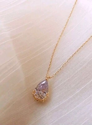 Collar colgante de plata de ley 925 con dije de piedras lunares y cristales de oro para mujeres y niñas Foto 1 de 2