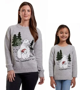 Jerséis de Navidad Mamás Hijas A Juego Lindo Oso Polar Navidad Tejido Mini Yo Niña - Imagen 1 de 7