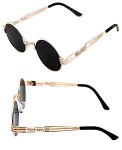 Herren Damen Runde Form Sonnenbrille Quavo Bad and Boujee Hip Hop Schwarz Gold - Bild 1 von 10