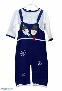 ZACKALI 4 ENFANTS Noël 2 pièces combinaison bonhomme de neige bleu longall blanc neuf avec étiquettes 18 mois