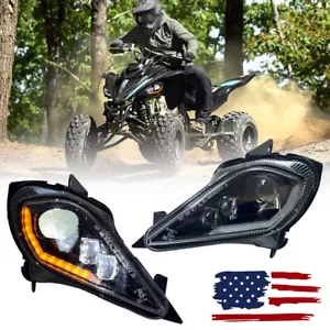 LED Headlight Set For 2004-2024 Yamaha Raptor 700 700R /250/350 YFZ450 Wolverine - Picture 1 of 15