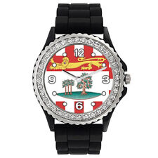 Prince Edward Island Canada Flag CZ Ladies Silicone Band  Wrist Watch S321G