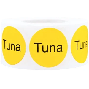Pegatinas de supermercado Tuna Deli cafetería, 1 pulgada redonda, 500 etiquetas en un rollo - Imagen 1 de 2