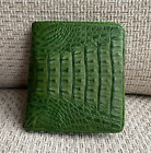 Green Genuine Crocodile Skin Leather Bifold Wallet Card Holder Handmade