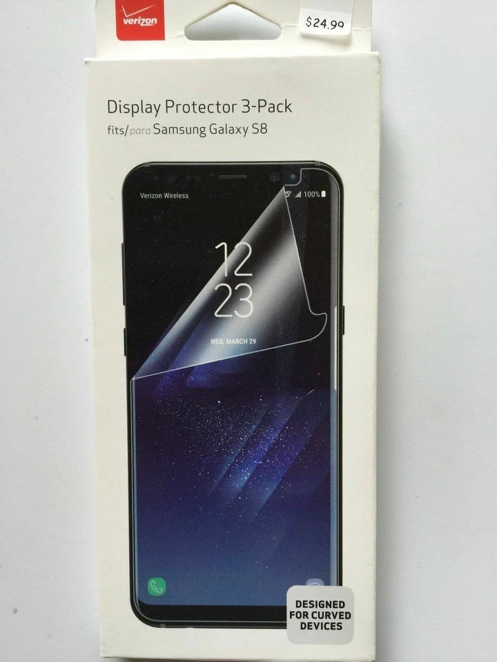 Paquete de 3 protectores de pantalla antiarañazos Verizon para Samsung Galaxy S8 Foto 1 de 3