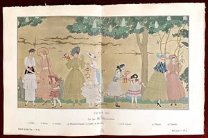Pochoir estampado Gazette du Bon Ton ~ verano 1915, n.º 8-9 pl. 3 ~ Barbier Vichy II - Imagen 1 de 2