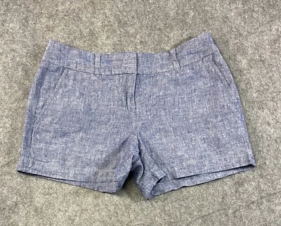 Ann Taylor Loft Shorts Womens Size 00 4" Short Blue Linen Blend Chambray - Image 1 of 4