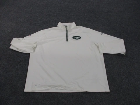 New York Jets Jacket Adult 3XL White 1/4 Zip Pullover Nike Logo Football Mens Cover