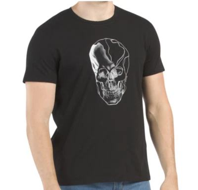 Just Cavalli Mens MEDIUM White Skull Black Cotton T Shirt Italy Couture MSRP$180 - Image 1 of 4