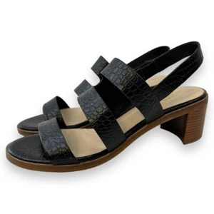 Cole Haan Adella Sandal Black Croc Print Embossed Leather 10 - Picture 1 of 12