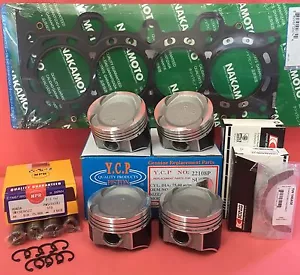YCP 75mm Vitara Pistons LowComp + NPR +Bearings Gasket For Honda Civic D16 Turbo - Picture 1 of 11