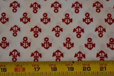 By 1/2 Yd, Vintage, Red Anchors on White Quilt Cotton, Cranston/Schwartz, P2475 - Image 1 of 4