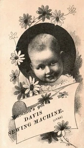 1880s-90s Baby Portrait Momma's Got Davis Sewing Machine New England Branch - Picture 1 of 2