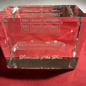 Royal Caribbean Serenade of the Seas 3D Etched Crystal Block Paper Weight - Picture 1 of 7