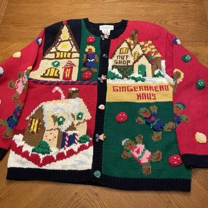 Alexandra Bartlett Eagles Eye Weihnachts Strickjacke Damen 1X Lebkuchenhaus Herren - Bild 1 von 14