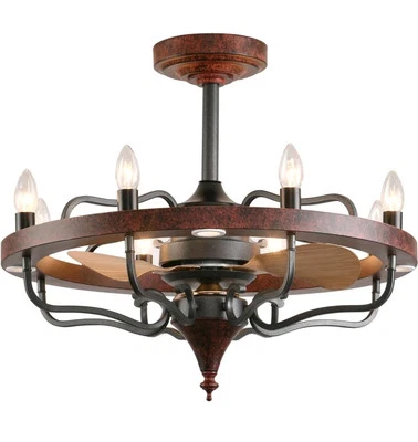 Ridiss FS-8 26" Industrial Chandelier Ceiling Fan with 6-Speed Farmhouse Rustic  - Image 1 of 4