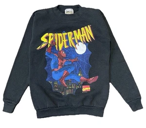 Vintage Spiderman Comics Crewneck Sweatshirt Youth L Black - Picture 1 of 5