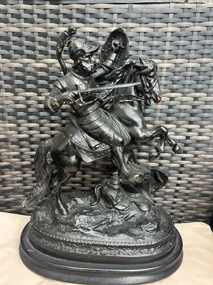Antique Spelter Knight On Horse with Lance 25 Inches High Total Superb! - Image 1 of 4
