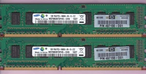 2GB 2x1GB PC3-10600 DDR3-1333 SAMSUNG M378B2873FHS-CH9 HP 497156-D01 Memory Kit - Picture 1 of 2