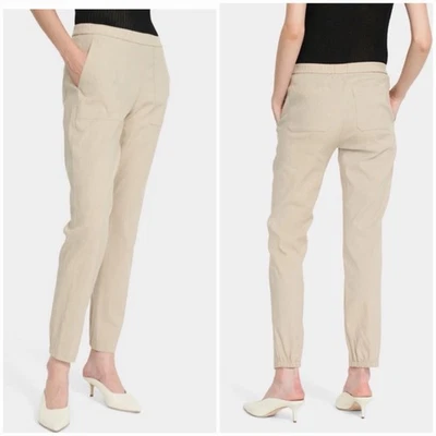 Женские штаны Theory Northsound Caliver Jogger Mélange Crunch льняные бежевые 4 - Изображение 1 из 4