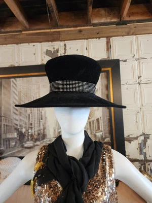 Shellie McDowell Black Rhinestone Banded Church Hat - Image 1 of 4