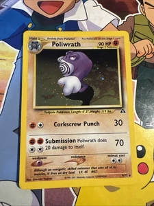 Poliwrath 9/75 Neo Discovery Rare Holo SWIRL Pokemon Card DMG - Picture 1 of 12