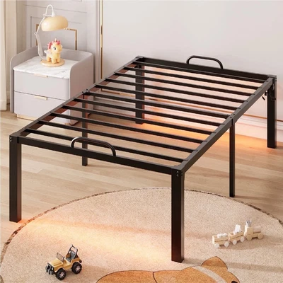 Pinmoco Twin Metal Platform Bed Frame with 16.5" Large Under Bed Storage Space,