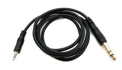 Audio Kabel 150 cm Stereo AUX Klinke 6,35 mm Stecker zu Stecker Winkel Schwarz - Bild 1 von 4