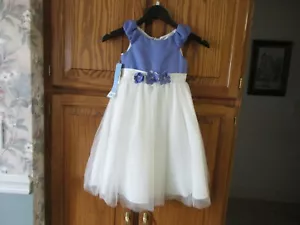 Alfred Angelo Flower Girl Dress size 5 NWT White With Purple 6655 - Picture 1 of 6