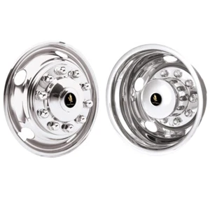 FREIGHTLINER 19.5 INCH 10 Lug STAINLESS WHEEL SIMULATORS WHEEL COVER AIR BRAKES - Picture 1 of 2